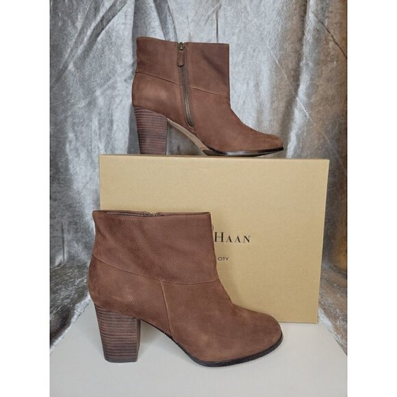 Cole Haan Shoes - Cole Haan Cassidy Ankle Chestnut Brown Nubuck leather heels Booties boots 9.5B